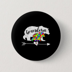 Autism Awareness Grandma Bear Support Autistic Adu 6 Cm Round Badge