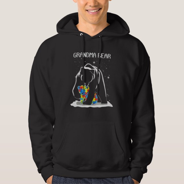 Autism Awareness Grandma Bear Support Autistic Adu Hoodie (Front)