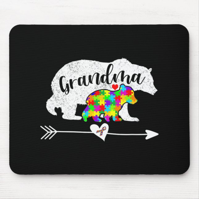 Autism Awareness Grandma Bear Support Autistic Adu Mouse Mat (Front)