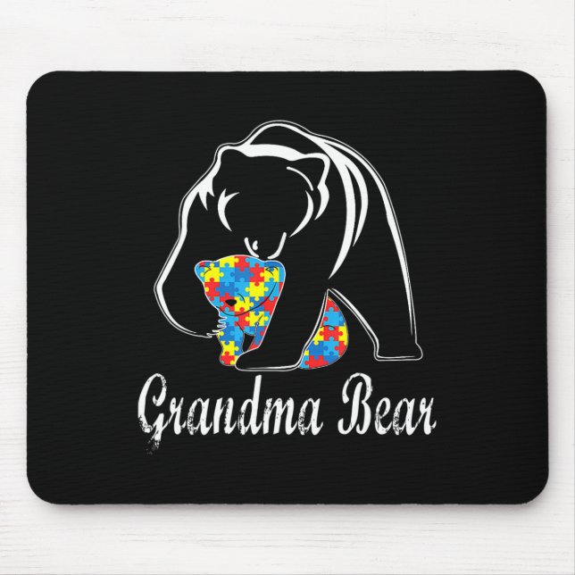 Autism Awareness Grandma Bear Support Autistic Adu Mouse Mat (Front)