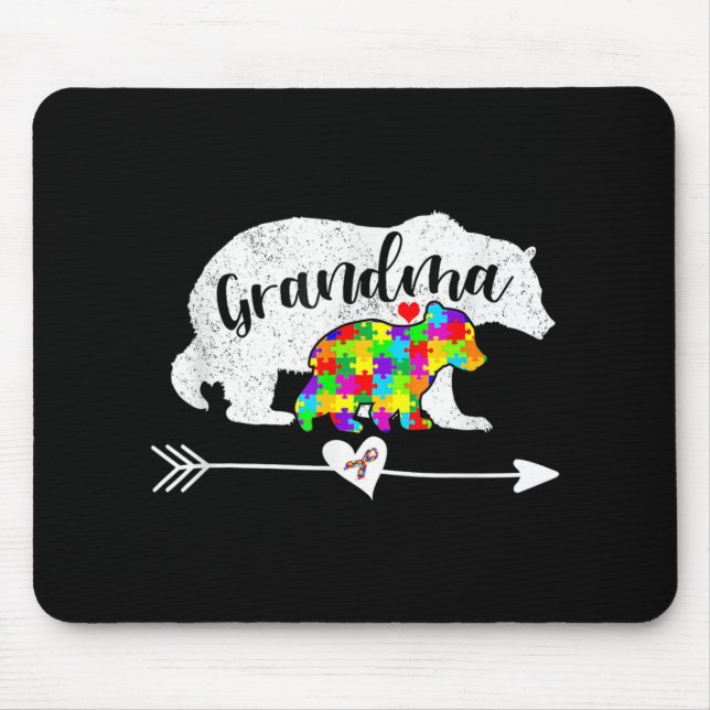 Autism Awareness Grandma Bear Support Autistic Adu Mouse Mat (Front)