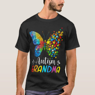 Autism Awareness Grandma Butterfly Colorful  T-Shirt