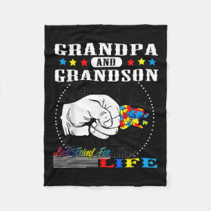 Autism Awareness Grandpa Grandson Best Friend For Fleece Blanket