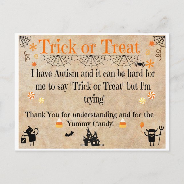 Autism Awareness Halloween Cards (Front)