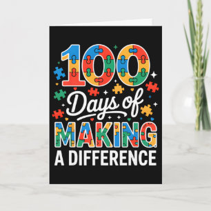 Autism Awareness Happy 100th Day School Slp Sped T Card