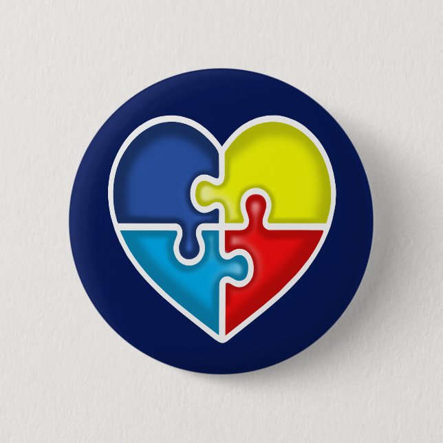 Autism Awareness heart 6 Cm Round Badge (Front)