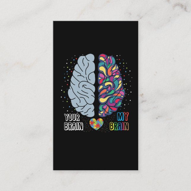 Autism Awareness Heart Autistic Colorful Brain Business Card (Front)
