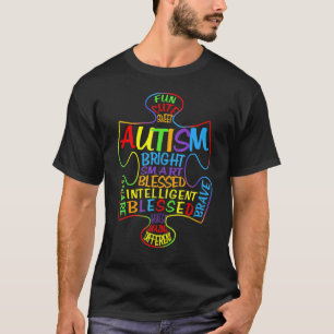 Autism Awareness Heart Blessed Puzzle Piece Suppor T-Shirt