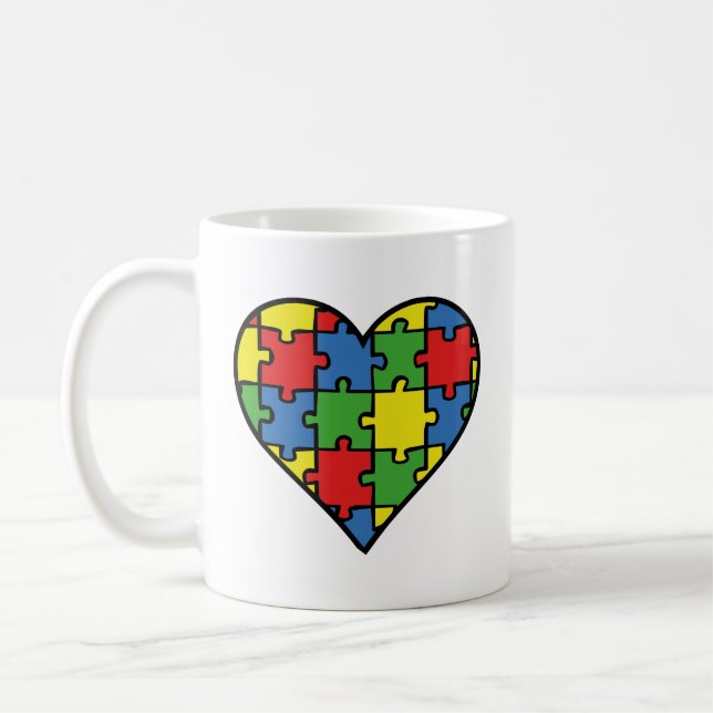 Autism Awareness Heart Coffee Mug (Left)