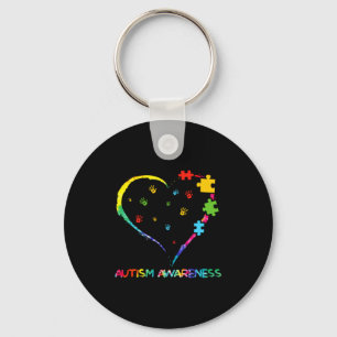 Autism Awareness Heart Color Puzzle Love Needs No Key Ring