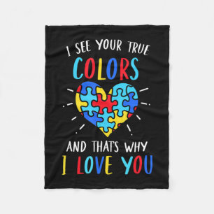 Autism Awareness Heart I See Your True Colors Puzz Fleece Blanket