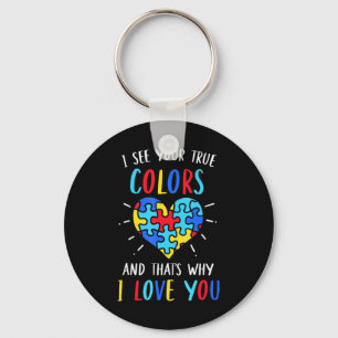 Autism Awareness Heart I See Your True Colours Puz Key Ring