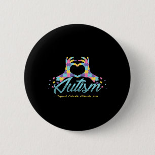 Autism Awareness Heart Puzzle Autistic Ribbon Spec 6 Cm Round Badge