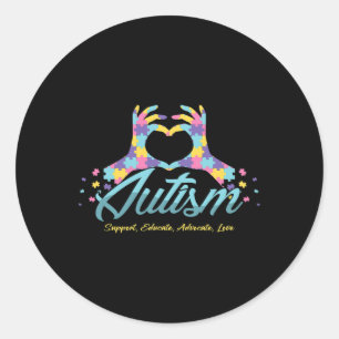 Autism Awareness Heart Puzzle Autistic Ribbon Spec Classic Round Sticker