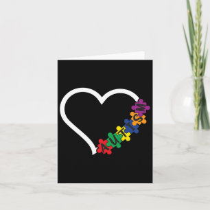 Autism Awareness Heart Puzzle Piece Support Autist Card