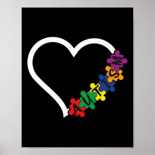 Autism Awareness Heart Puzzle Piece Support Autist Poster