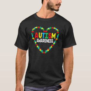 Autism Awareness Heart Puzzle Piece Support Autist T-Shirt