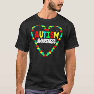 Autism Awareness Heart Puzzle Piece Support Autist T-Shirt