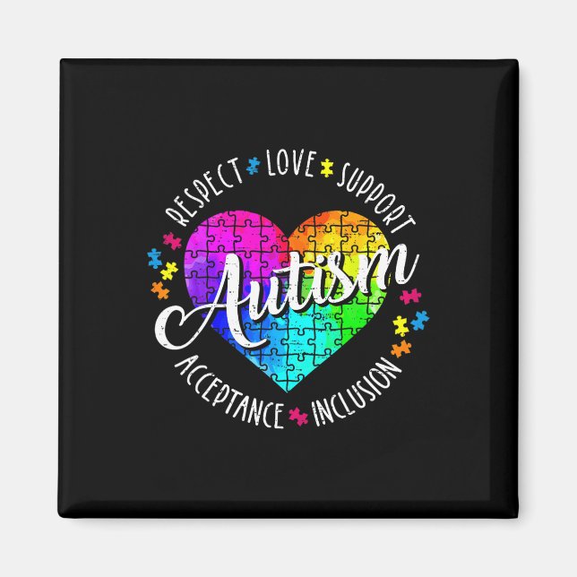 Autism Awareness Heart Respect Love Support Teache Magnet (Front)