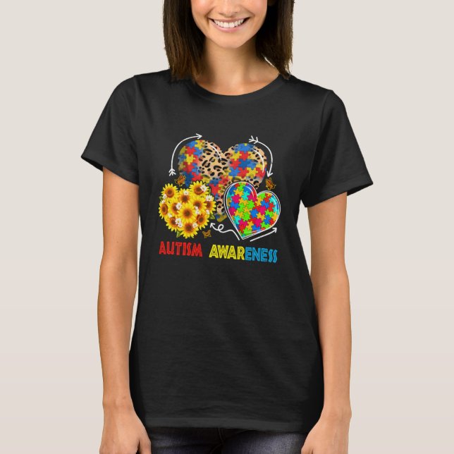 Autism Awareness Hearts Leopard Autism Life Womens T-Shirt (Front)
