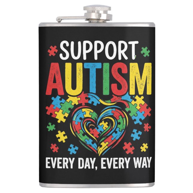 Autism awareness hip flask (Front)