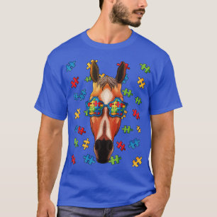 Autism Awareness Horse Puzzle Sunglasses Autistic  T-Shirt