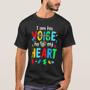 Autism Awareness I Am His Voice He Is My Heart Asd T-Shirt