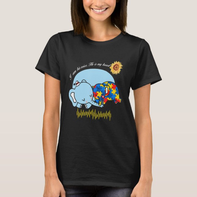 Autism Awareness I Am His Voice He Is My Heart Cut T-Shirt (Front)