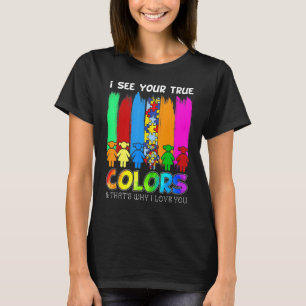 Autism Awareness I See Your True Colours Puzzle Pi T-Shirt