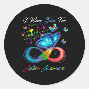 Autism Awareness I Wear Blue For Autism Awareness Classic Round Sticker