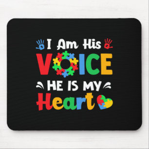 Autism Awareness I'm His Voice He Is My Heart Mum Mouse Mat