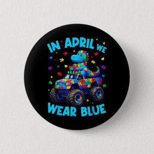 Autism Awareness in April Wear Blue T-Rex Dino 6 Cm Round Badge