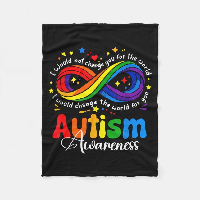 Autism awareness infinity symbol accept understand fleece blanket (Front)