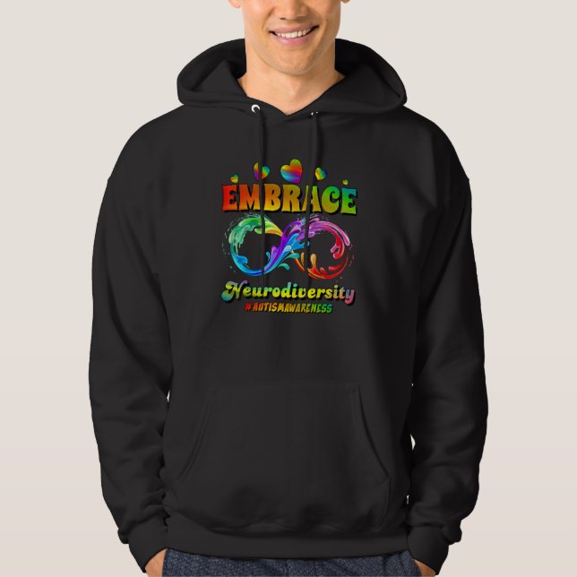Autism Awareness Infinity Symbol Embrace Neurodive Hoodie (Front)