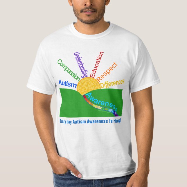 Autism Awareness Is Rising Sun Design T-Shirt (Front)