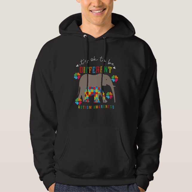 Autism Awareness It s Ok To Be Different Elephants Hoodie (Front)