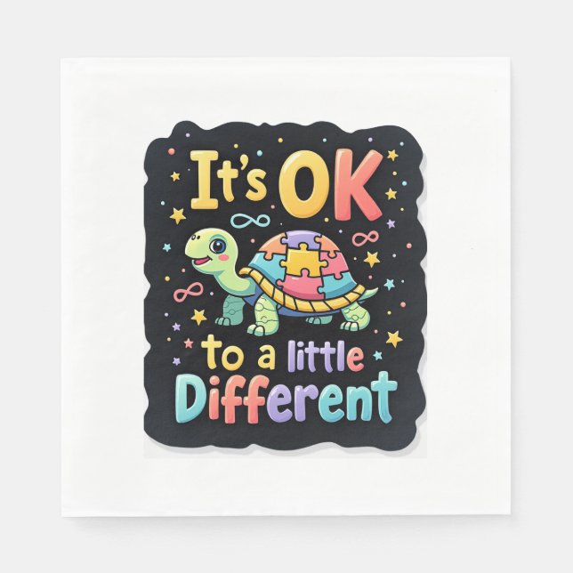 Autism Awareness It's Ok To Be A Little Different  Napkin (Front)