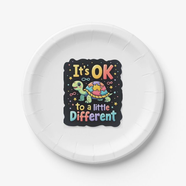 Autism Awareness It's Ok To Be A Little Different  Paper Plate (Front)