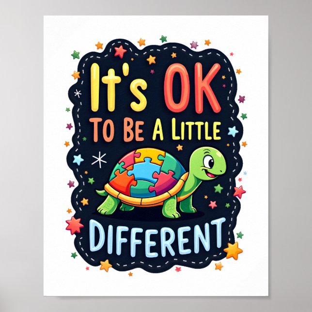 Autism Awareness It's Ok To Be A Little Different  Poster (Front)