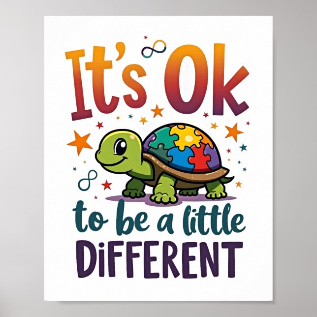 Autism Awareness It's Ok To Be A Little Different  Poster (Front)
