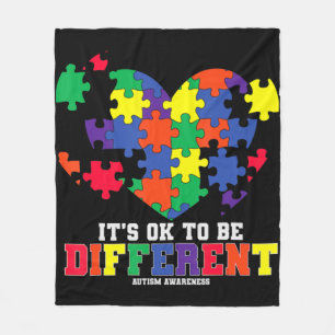 Autism Awareness It's OK To Be Different Autism H Fleece Blanket