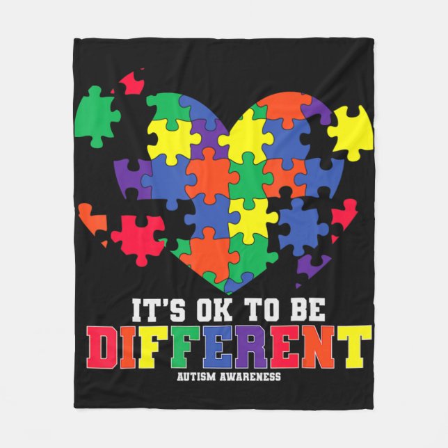 Autism Awareness  It's OK To Be Different Autism H Fleece Blanket (Front)