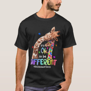 Autism Awareness Its Ok To Be Different Giraffe Wo T-Shirt