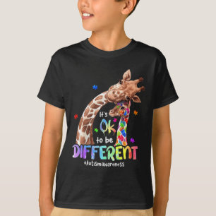 Autism Awareness Its Ok To Be Different Giraffe Wo T-Shirt