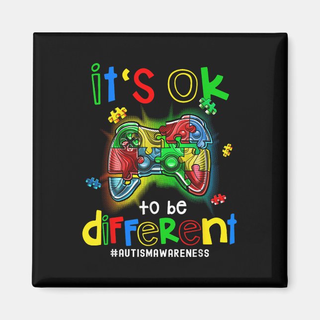 Autism Awareness Its Ok To Be Different Video Game Magnet (Front)