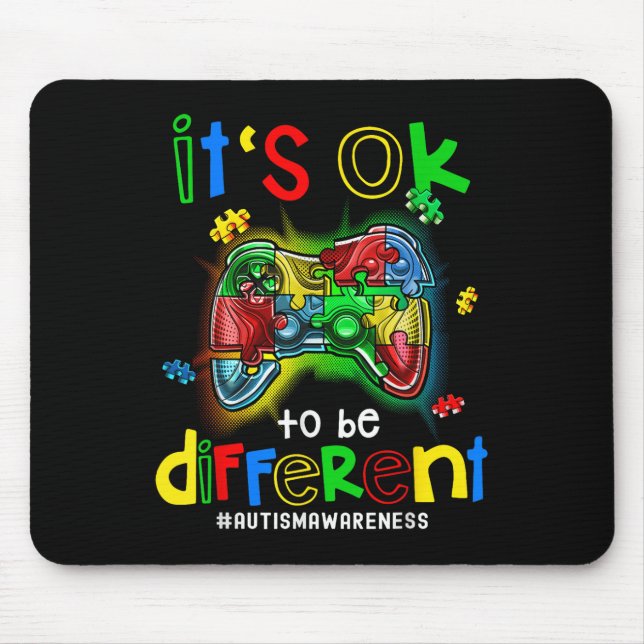 Autism Awareness Its Ok To Be Different Video Game Mouse Mat (Front)