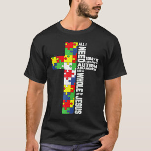 Autism Awareness Jesus Cross Christian God Jigsaw T-Shirt
