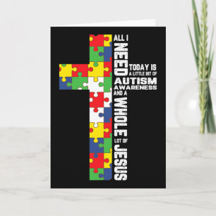 Autism Awareness Jesus Cross Puzzle Cool Christian Card