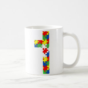Autism Awareness Jesus Cross Puzzle Cool Christian Coffee Mug