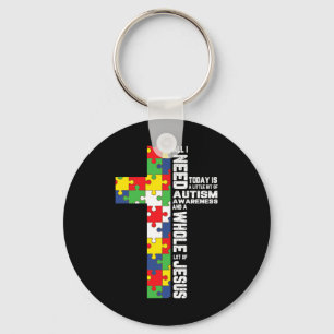 Autism Awareness Jesus Cross Puzzle Cool Christian Key Ring